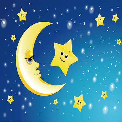 

Custom 3D Mural Wall Paper Cute Cartoon Moon and the Stars Photo Wallpaper For Kids Room Bedroom Living Room Home Decor Painting