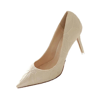 

Champagne Lace Sexy Ultra Fine With High Heels Wedding Ball Shoes