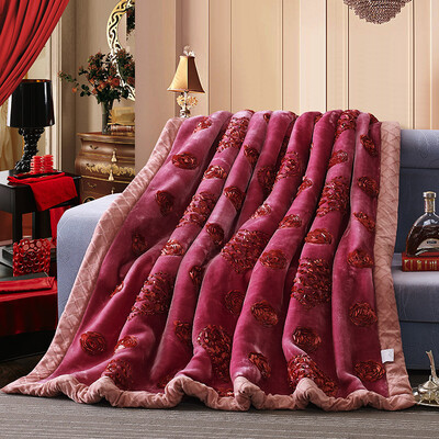 

Brata Wedding blanket Silk ribbon embroidery Thickened Raschel Blanket