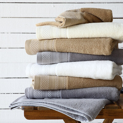 

LENCIER towel home textile five-star hotel Wrangel cotton spiral satin towel cotton absorbent wide-brimmed towel ivory 140g 7040cm