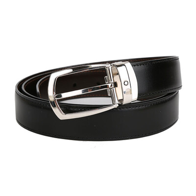 

MONTBLANC mens black wide pin buckle belt belt 112960 black