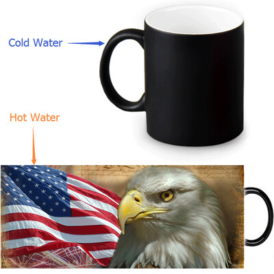

US Flag And Bald Eagle 350ml12oz Heat Reveal Mug Color Change Coffee Cup Sensitive Morphing Mugs Magic Mug Milk Tea Cups
