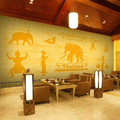 

3D photo wallpaper Thailand style garden elephant mural Cafe tea shop wallpaper living room sofa wallpaper