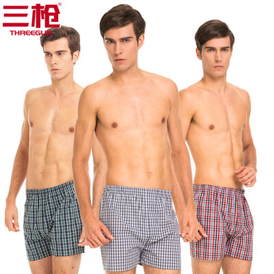 

Three guns mens cotton trousers cotton-dyed loose large size mens trousers shorts pants 3 pieces blue green grid blue yellow grid red green grid L