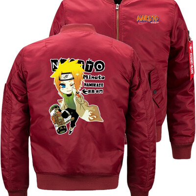 

MINATO One piece Bomber Flight Flying Jacket Winter thicken Warm Zipper Men Jackets Anime Mens Casual Coat