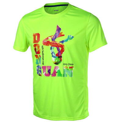 

Li Ning LI-NING Mens short-sleeved badminton sports shirt quick-drying fabric half-sleeved round neck T-shirt T-shirt AHSK539-1 male white XXL