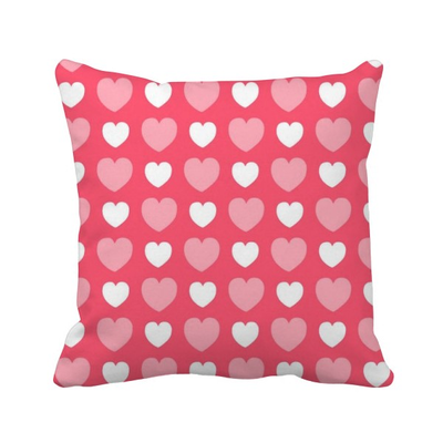 

Valentines Day Pink White Heart Spots Square Throw Pillow Insert Cushion Cover Home Sofa Decor Gift