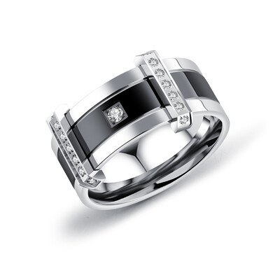 

Stainless Steel Rings For Men AAA CZ Cubic Zirconia Simple Mens Wedding Jewelry Finger Ring Male Gift OR583