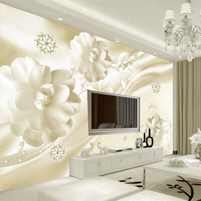 

Custom Wall Mural Wallpaper Luxury European Style Jewelry Flowers Living Room TV Background Home Decor Wall Murales De Pared 3D