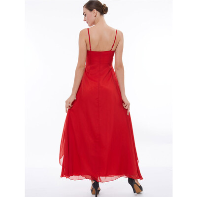 

CAZDZY High Waist Spaghetti Straps Flowers Red Evening Dress