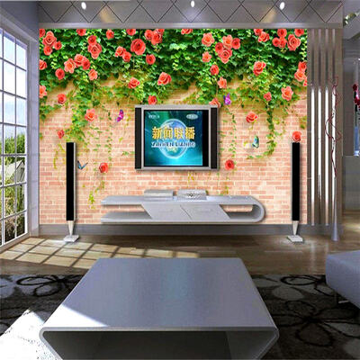 

Large Custom Mural Wallpaper Modern 3D Stereoscopic Brick Wall Non-woven Living Room TV Backdrop Photo Wallpaper Murals Flowers