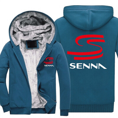 

2018 New HERO AYRTON SENNA Winter Men Thick Hoodies Patchwork Sweatshirt Zipper Fleece Tracksuit Plus Size