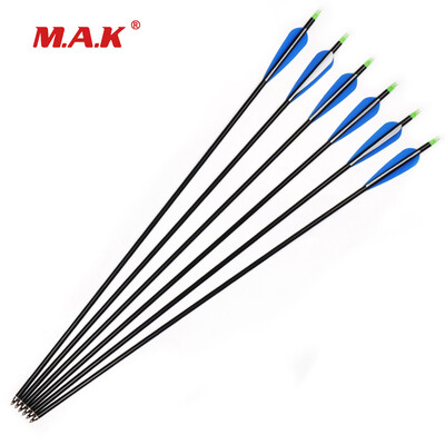 

6pcs 30 inches Spine 350 Aluminum Arrow with Removeable Tips&Plastic Feather for Compound Recurve Bow Huntting