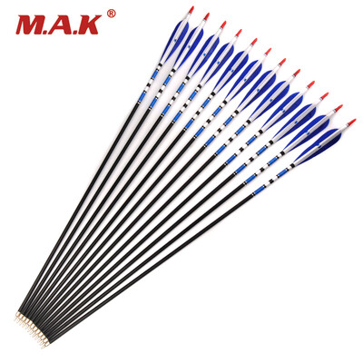 

31" Spine 500 Carbon Arrows 12 pcs with Broadhead Real Turkey Feather Fletch for Hunting Archery for Compound Recurve Bow