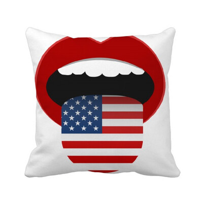 

America Flag Red Lips Sexy Girl Square Throw Pillow Insert Cushion Cover Home Sofa Decor Gift