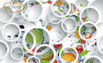 

Пользовательские Современные Минималистский Mural Фото обои Белый Кольцо Циферблат Фрукты Настенная роспись Абстракционизм Настенная бумага Декорация стены спальни