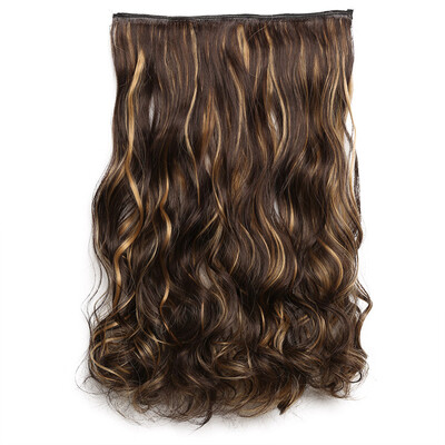 

Rhyme 23" Light Brown Full Head One Piece Curly Wave Hair Extensions 5clips Clips in Synthetic Wig Pieces for GirlWoman