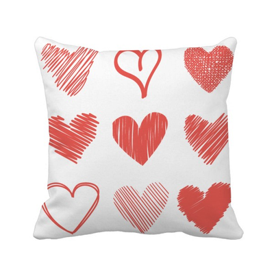 

Valentines Day Hearts Lines Sketch Square Throw Pillow Insert Cushion Cover Home Sofa Decor Gift