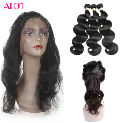 

Alot 360 Lace Frontal With Bundle Malaysian Body Wave 360 Frontal With 3 Bundles Top 360 Lace Frontal Closure With Bundles Human H
