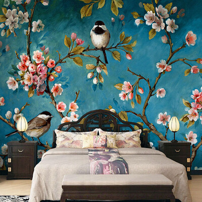 

Фотообои 3D Стерео китайские цветы Птицы Mural Спальня Гостиная Новый дизайн Текстуры Обои Papel De Parede Цветочные 3D