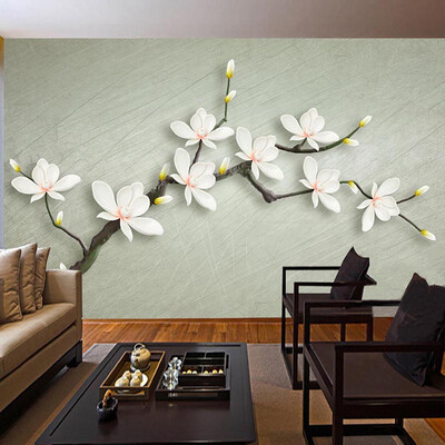 

Китайский стиль 3D Stereo Magnolia Flower Mural Обои Современная гостиная Изучение фонового рисунка Настенная живопись Домашний декор Papier Peint