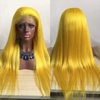 

Popular yellow color lace front wigs 100 brazilian virgin hair human hair wig yellow colored wigs free shipping