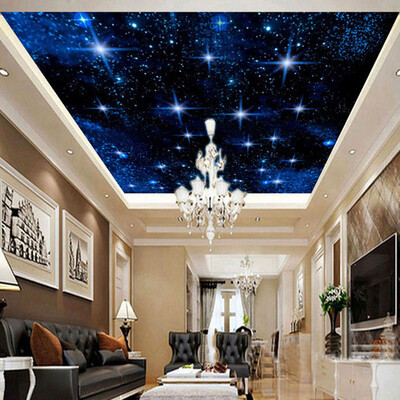 

Пользовательский большой бесшовный мозаичный потолок Zenith Mural Обои 3D Стерео Звездное небо Ландшафт Стены Картина Гостиная Домашний декор