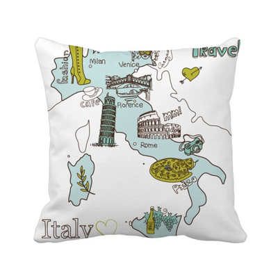 

Map City Italy Landmark National Flag Pattern Square Throw Pillow Insert Cushion Cover Home Sofa Decor Gift