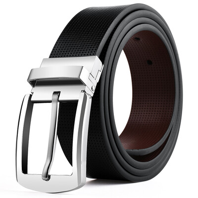 

BUYBARLY belt mens pin buckle leather belt mens youth casual pants B-XZ002 A silver black coffee with body