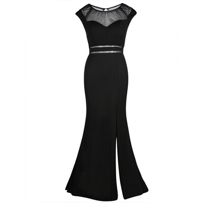 

CAZDZY Scoop Neck Split-Front Sheath Evening Dress