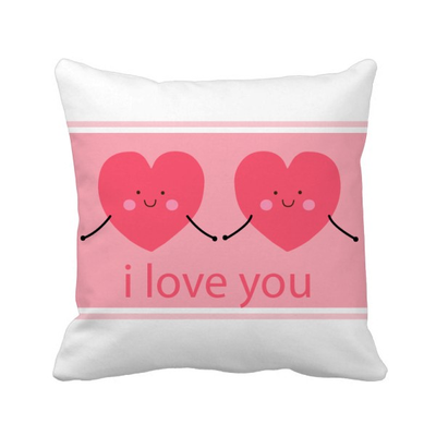 

Valentines Day Pink Cute Smile Face Hearts Square Throw Pillow Insert Cushion Cover Home Sofa Decor Gift