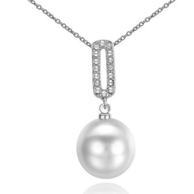 

Yoursfs® 18K White Gold Plated Pearl Key Pendant Necklace Use Austrian Crystal Fashion Jewelry