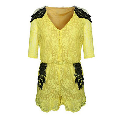 

Lovaru ™summer style 2015 new women jumpsuit black lace patchwork women jumpsuit fashion party style
