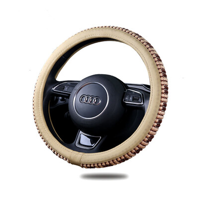 

MUNIUREN car steering wheel cover slip slippery sweat spring universal linen ice silk handlebar handle hand braided new beige medium