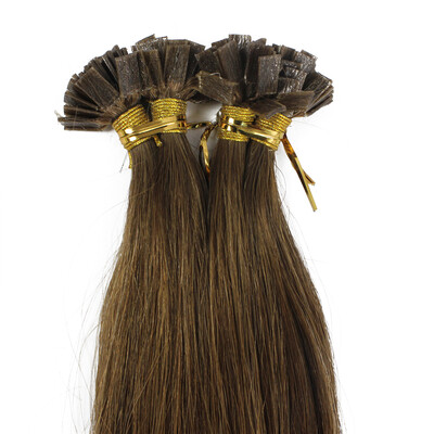 

1g/s 100g Peruvian Remy Hair Color Golden Brown Straight Custom Capsule Keratin Flat Tip Nail U Fusion Full Human Hair Extension