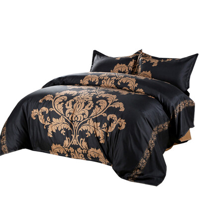 

iDouillet Vintage Palace 3-компонентная пододеяльник с 2 наволочками Microfiber Цветочная Desgin Queen Size Коричневый и черный