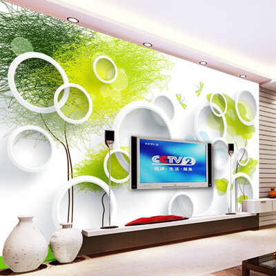 

3D Room Wallpaper Пользовательские фото Mural Нетканые стены Бумага Круг Абстрактный Дерево Диван Телевизор Фон Стены Обои для стен 3D