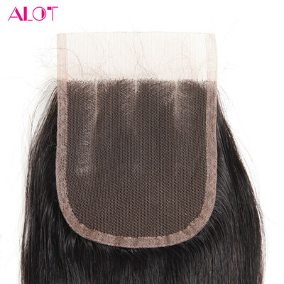

Alot Hair 7A Бразильская пряжа для волос с прямыми волосами Застежка -молния для волос Unprocessed Virgin Hair Weave 4x4 Closure Free Part
