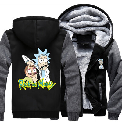 

2018 New Men Hoodies PEACE AMONG WORLDS RICK AND MORTY pattern Fleece Coat Baseball Uniform Sportswear Jacket wool