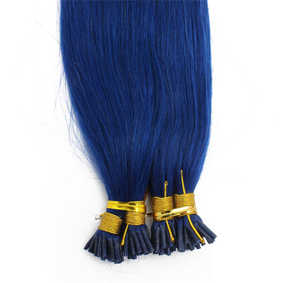 1g/s 100g Human Virgin Hair Blue Pre-bonded Keratin Stick I-tip Hair Extensions