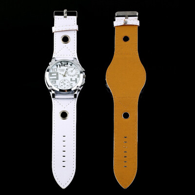 

Мода Большой Размер Кожаный Ремешок Над Лицом Мужчины Мальчиков Спортивные Кварцевые Часы Наручные Часы