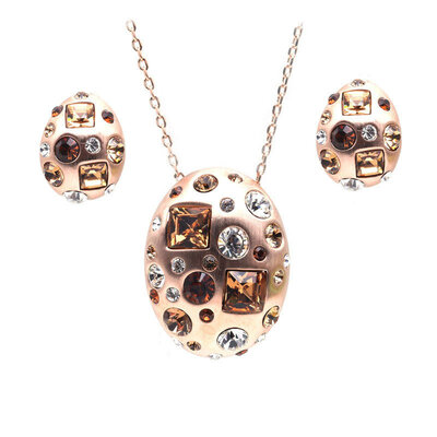 

Yoursfs® серебристый цвет, половина мяч кристалл кулон ожерелье и серьги женщин устанавливает участник украшения