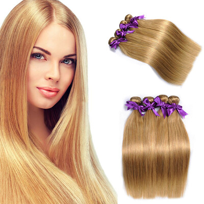 

Silky Straight Colored Peruvian Virgin Human Hair 4 Bundles Cheap Peruvian 27# Honey Blonde Weave Bundles Extensions