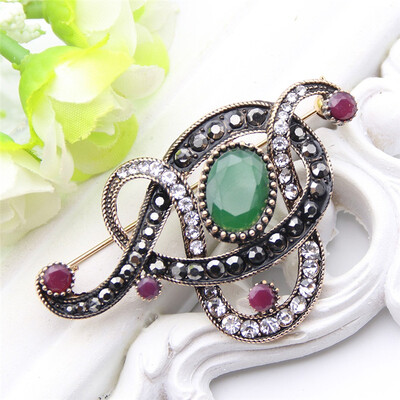 

Vintage Turkish Music Notation Brooch Pin Women Abstract Line Jewelry Antique Gold Color Resin Brooch Broches Hijab Scarf Pins