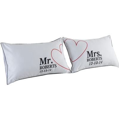 

iDouillet Microfiber Напечатанные наволочки Набор из 2 свадебных обрядов Свадьба Валентина Пара подарков 19x29 дюймов (комплект из 2) Белый