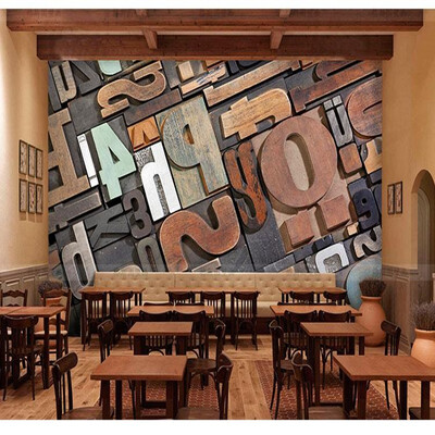 

3D photo wallpaper 3D stereo personality letters European Bar Cafe sofa backdrop mural wallpaper