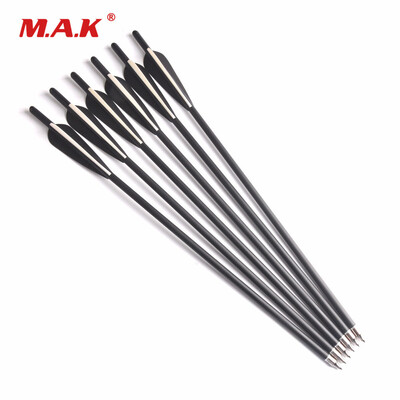 

6 pcs OD 88 mm Carbon Arrow 20 Inches With 2 Black 1 White Plastic Feather for CompoundRecure Bow Hunting Shooting