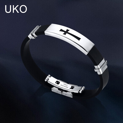 

Men's Cross Bracelets Bangles Stainless Steel Stainless Steel Silicone Band Jewelry Charm Bracelet Jewelry for Man