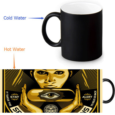 

Shepard Fairey Graffiti 350ml/12oz Heat Reveal Mug Color Change Coffee Cup Sensitive Morphing Mugs Magic Mug Milk Tea Cups