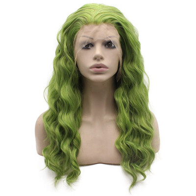 

Long Wavy Green Quality Synthetic Lace Front Wig Party